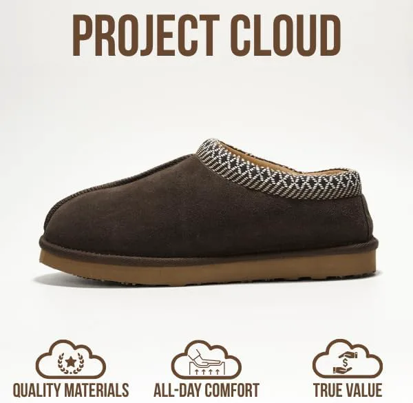 Мужские тапочки Project Cloud из 100% натуральной кожи с австралийской овчиной и стелькой с эффектом памяти, для улицы и дома - Нескользящие пушистые мужские туфли — фото 2