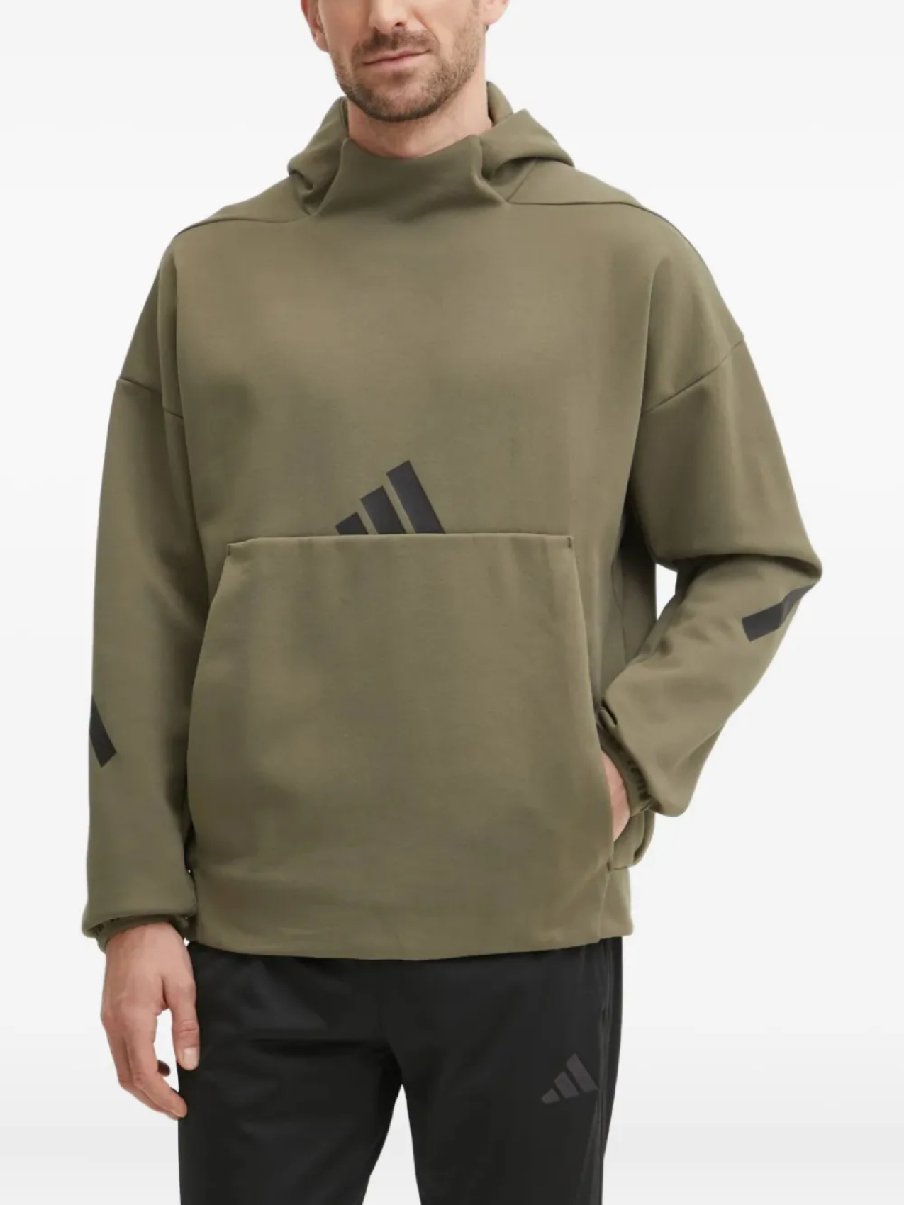 

Толстовка с капюшоном Adidas с карманом-кенгуру, зеленый