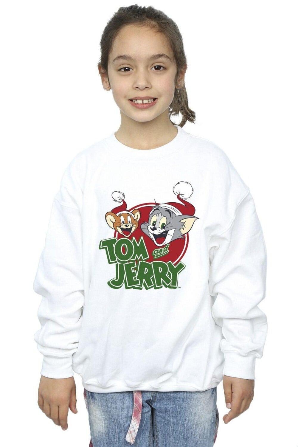 

Толстовка с логотипом Christmas Hat Tom & Jerry, белый
