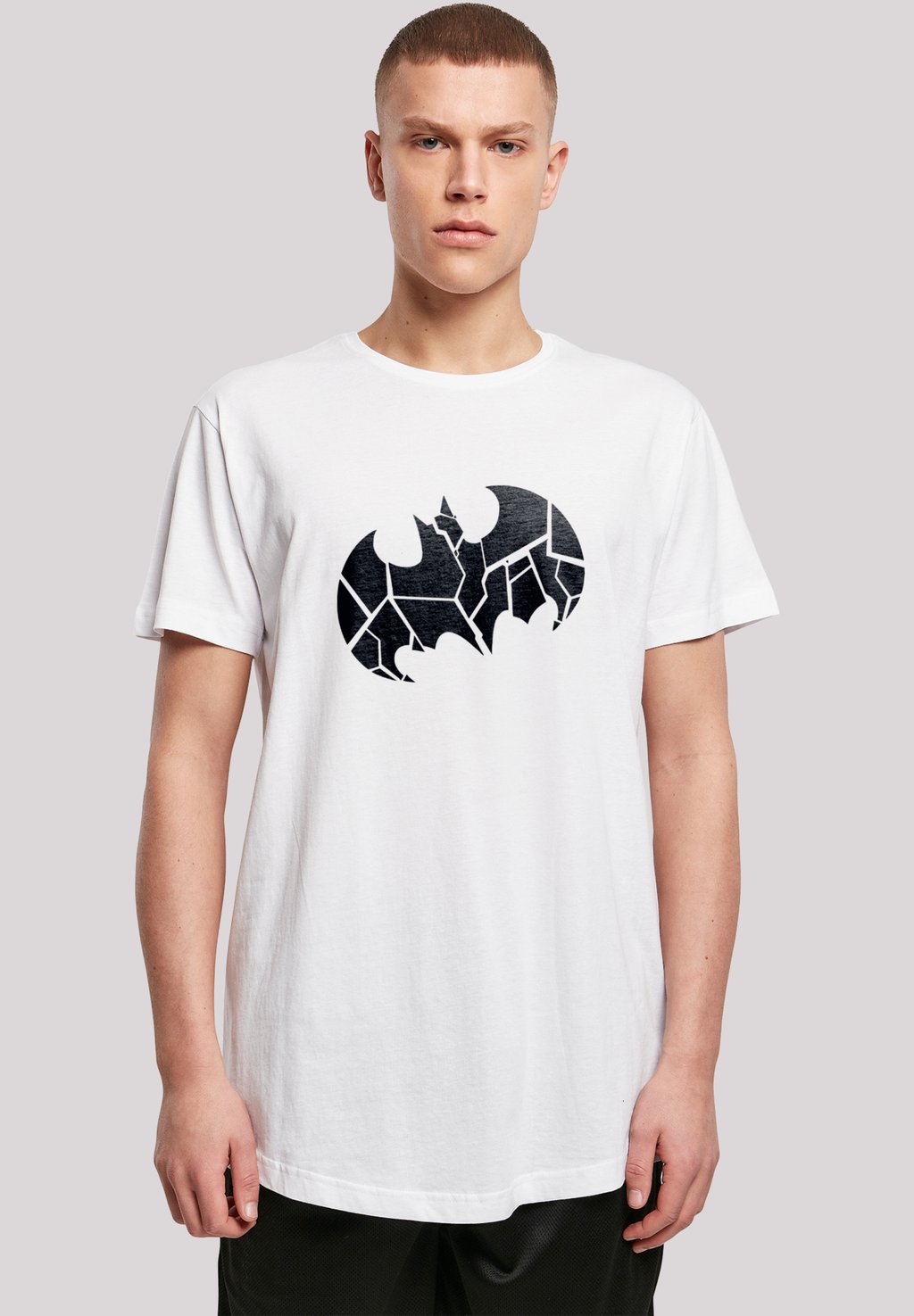 

Футболка с принтом LONG CUT DC COMICS BATMAN LOGO SHATTERED F4NT4STIC, белый