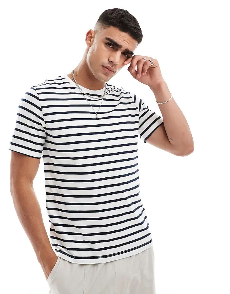 

Полосатая футболка белого цвета Jack & Jones
