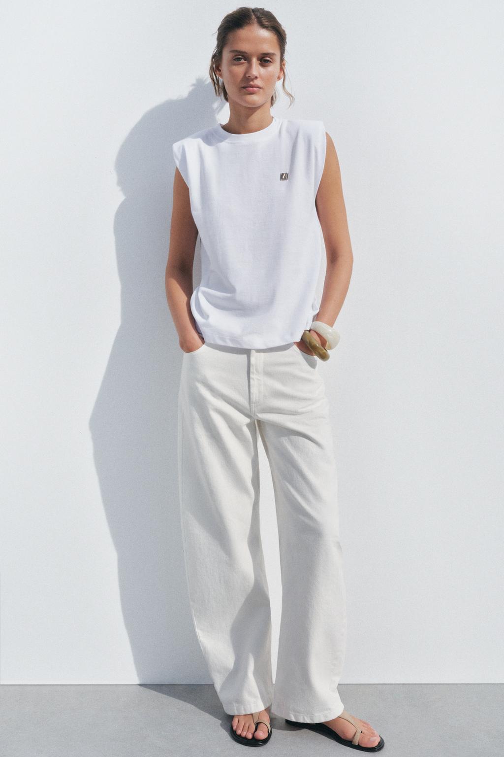 

Топ с наплечниками ZARA, белый