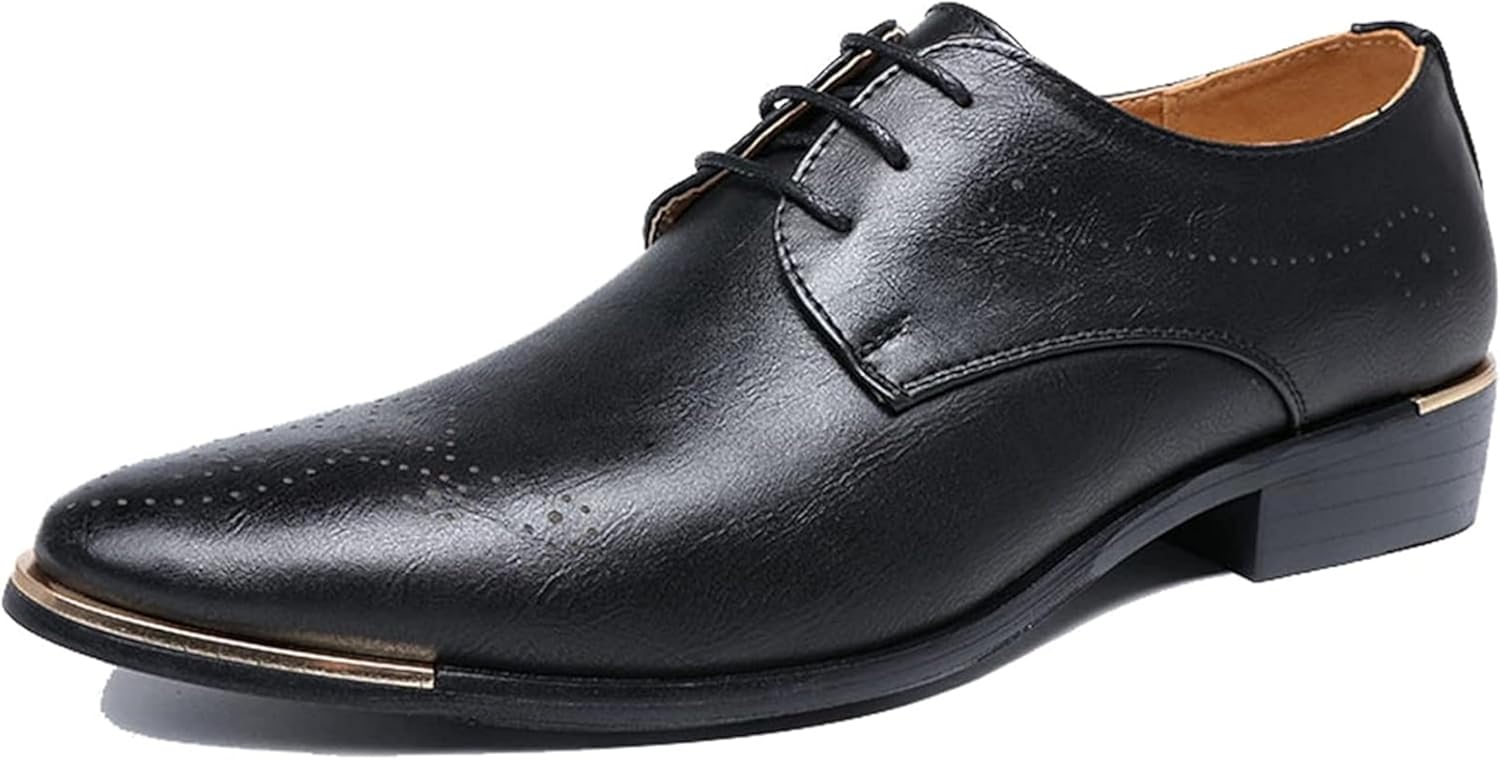 

Повседневные мужские современные оксфорды с заостренным носком, весна и лето, шнуровка, для офиса и официальной носки Generic, черный