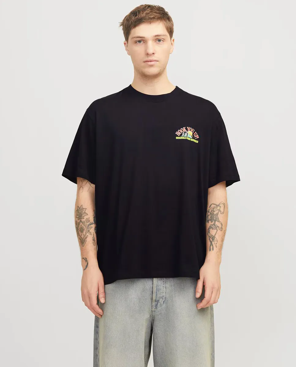 

Мужская футболка с коротким рукавом и боковой отделкой Jack & Jones, черный