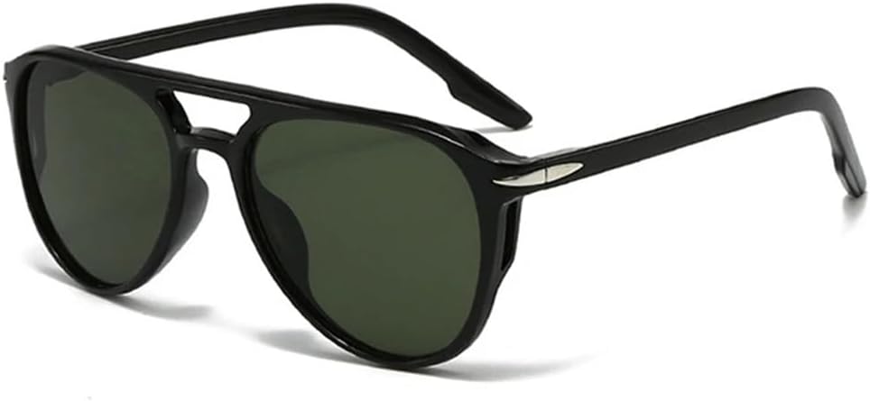 

Женские солнцезащитные очки с двойной перемычкой, защита от УФ-излучения UV400, мужские очки с заклепками, сине-зеленые, для занятий спортом на открытом воздухе, бега и езды generic, Black Dark Green