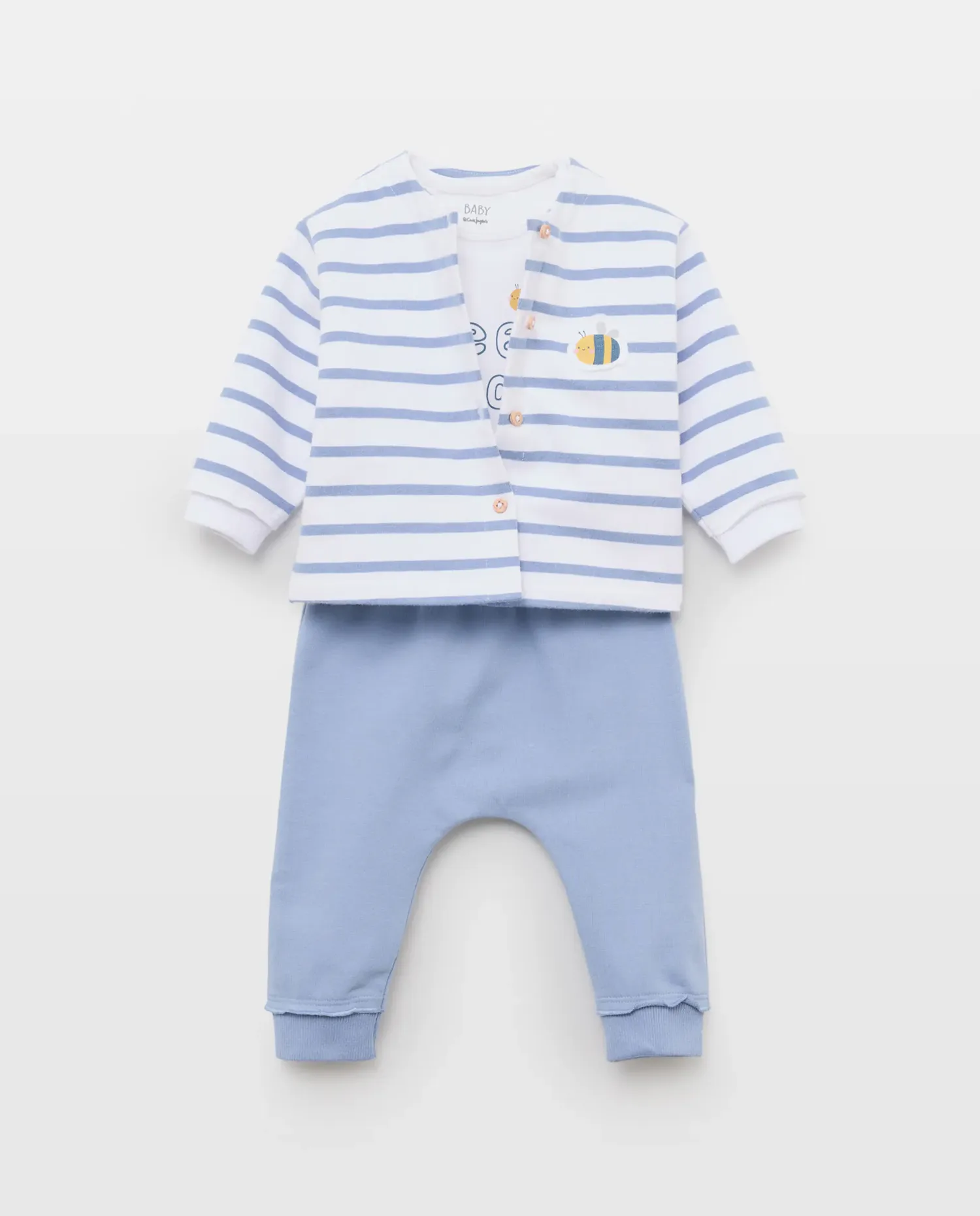 Комплект из трех изделий из гладкого плюша для малышей Baby El Corte Inglés, синий