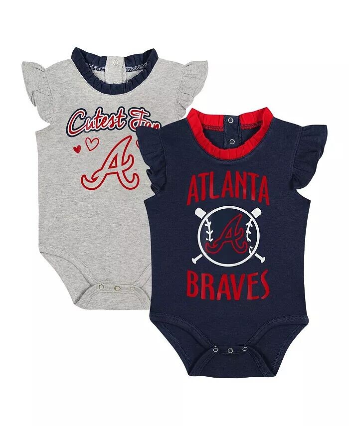 

Комплект из двух боди для мальчиков и девочек, темно-синий, серый, Atlanta Braves Fanatics