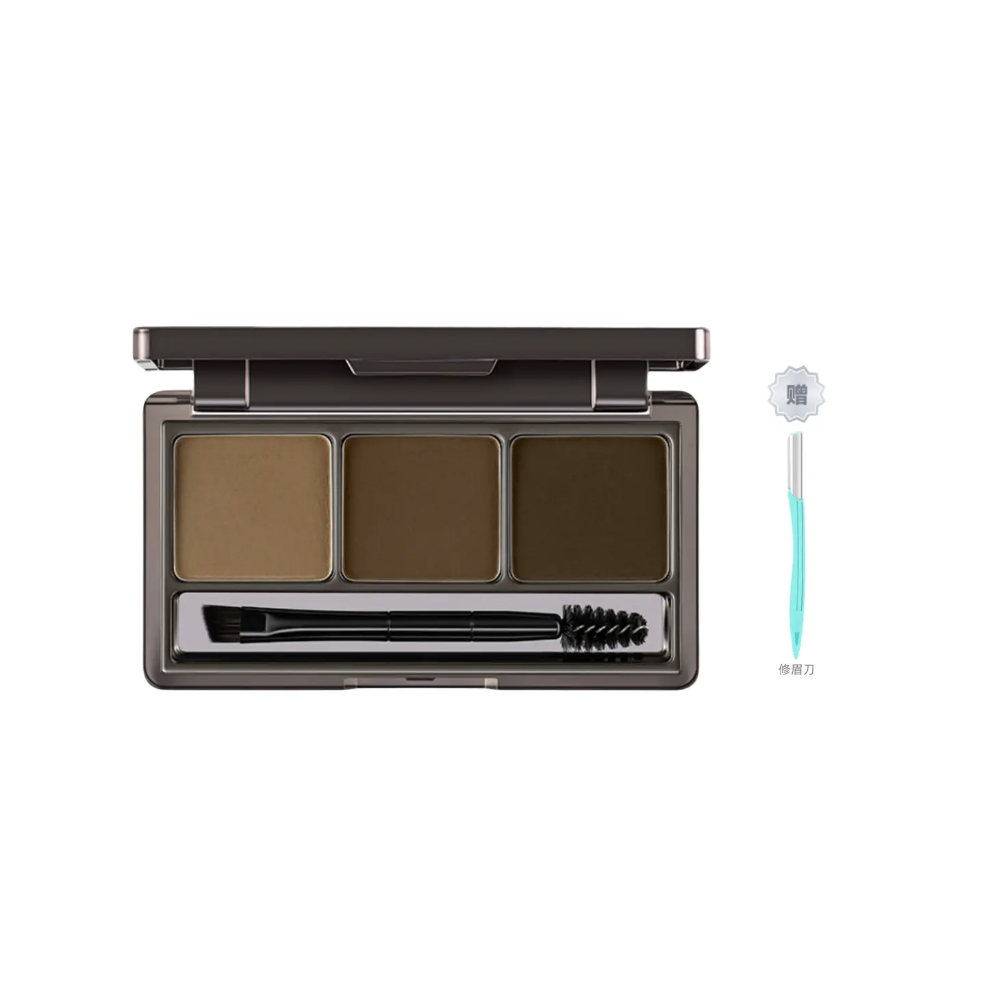 Палетка для бровей Spenny 3-color Eyebrow Powder #202, 6,3 г + подарок — фото 3