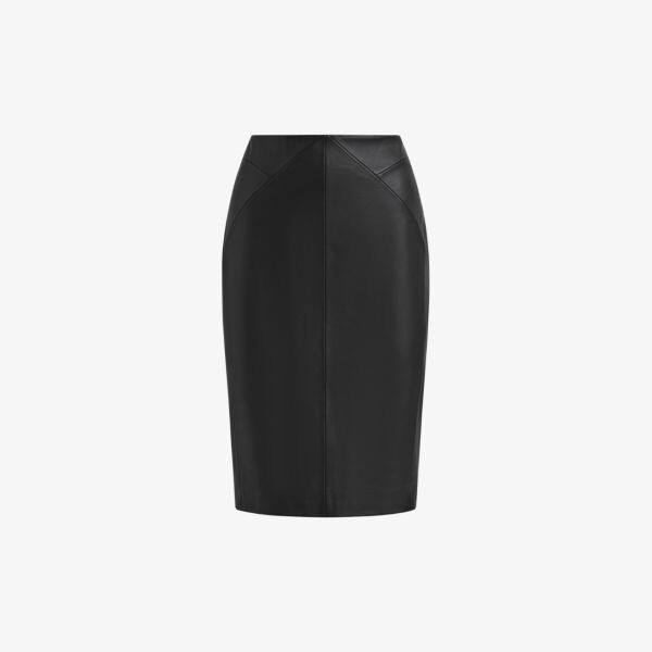 

Кожаная юбка-карандаш Raya с завышенной талией Reiss, черный
