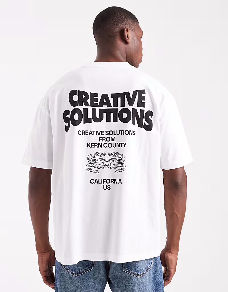 

Футболка свободного кроя белого цвета с текстовой графикой Asos Design, Белый, Футболка свободного кроя белого цвета с текстовой графикой Asos Design