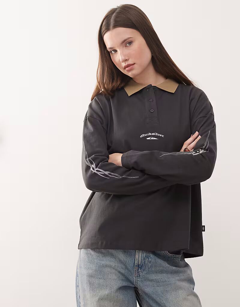 

Рубашка-поло Mercury Standard Polo с длинным рукавом цвета асфальт Quiksilver