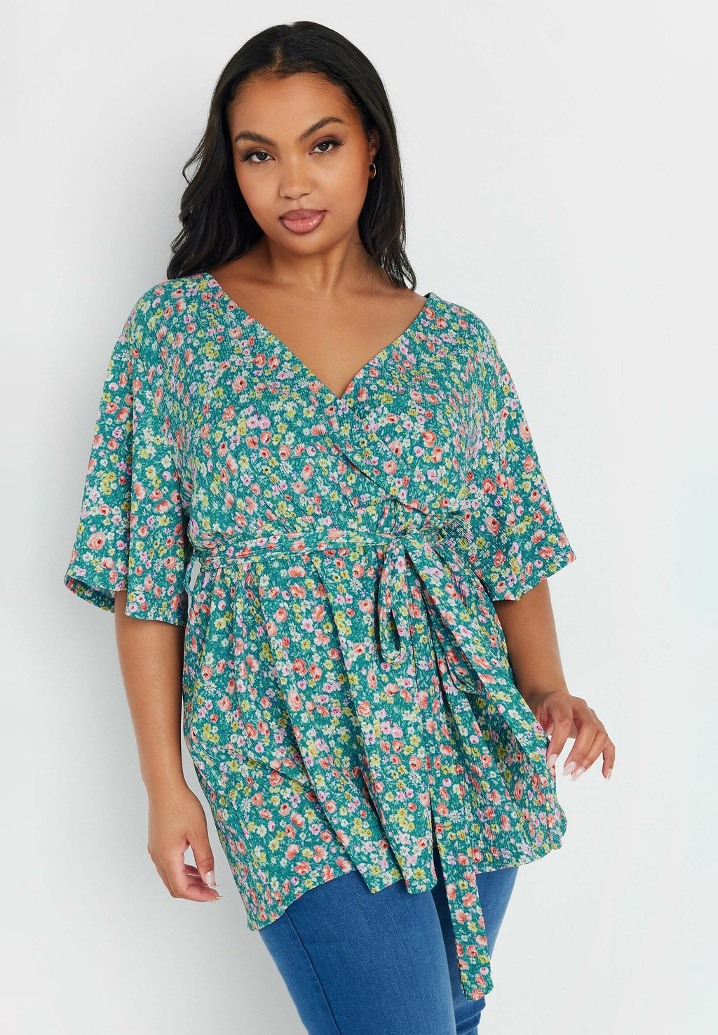 

Блуза FLORAL TEXTURED Yours Clothing, синий