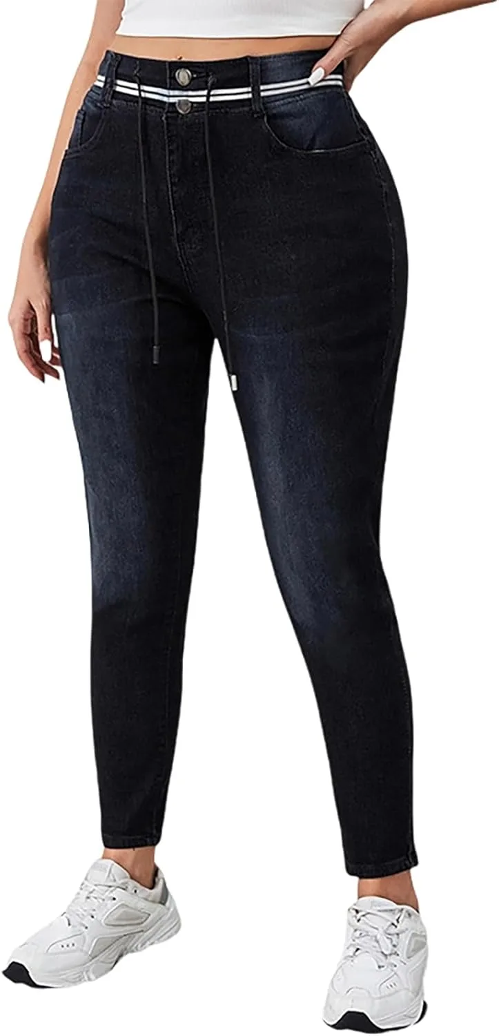Женские джинсы Plus Size Skinny – облегающие с карманами