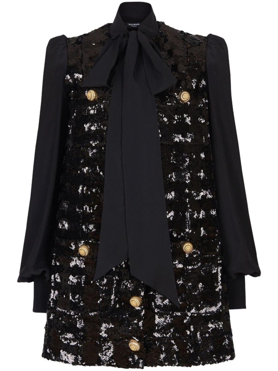 

Balmain платье мини с пайетками, черный