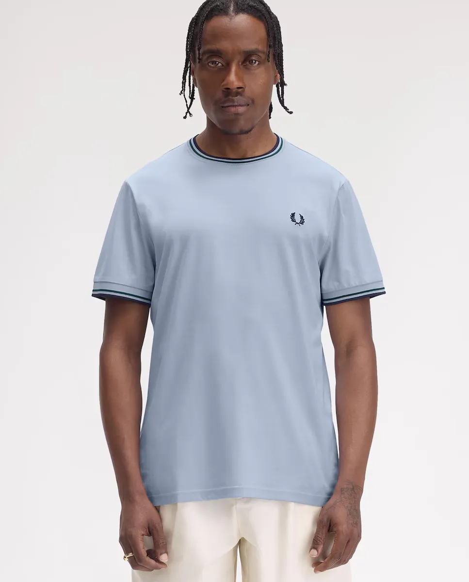 

Мужская футболка с коротким рукавом и круглым вырезом Fred Perry, светло-голубой