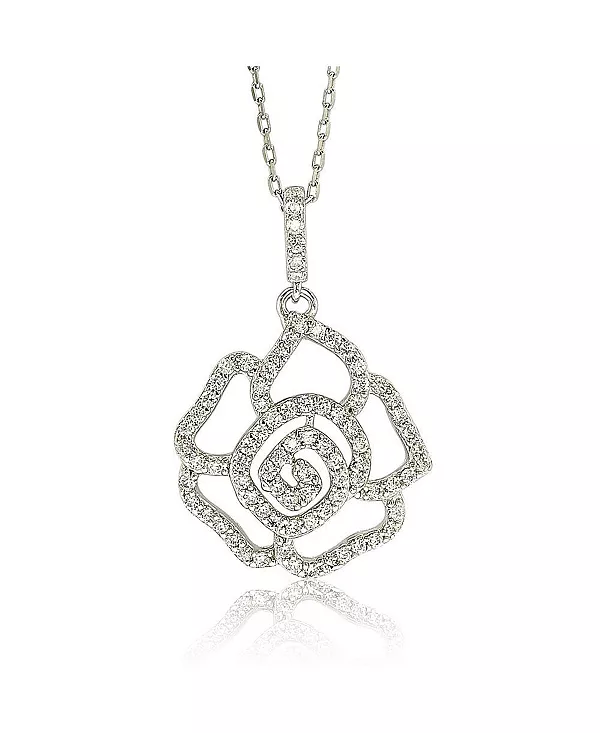 

Ожерелье Suzy Levian из стерлингового серебра с подвеской в виде мини-цветка с кубическим цирконием Suzy Levian New York, white