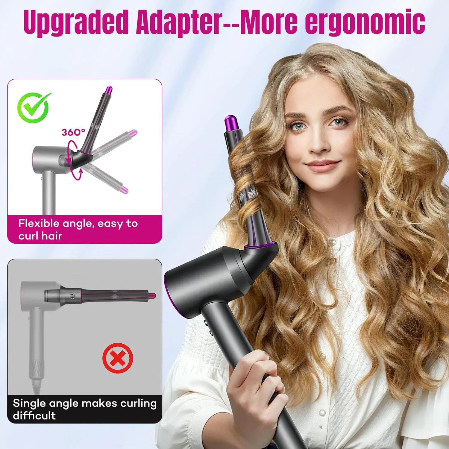 Длинные щипцы для завивки 20 мм и адаптер для Dyson HD01-HD16 Chuancheng, 2 X 20 Mm Curlers + 2 X Adapters — фото 4