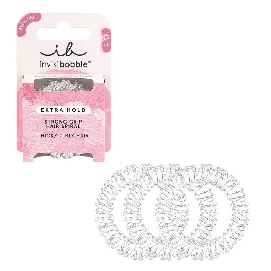 

Invisibobble Кристально чистый экстра фиксации 3 шт, Crystal Clear