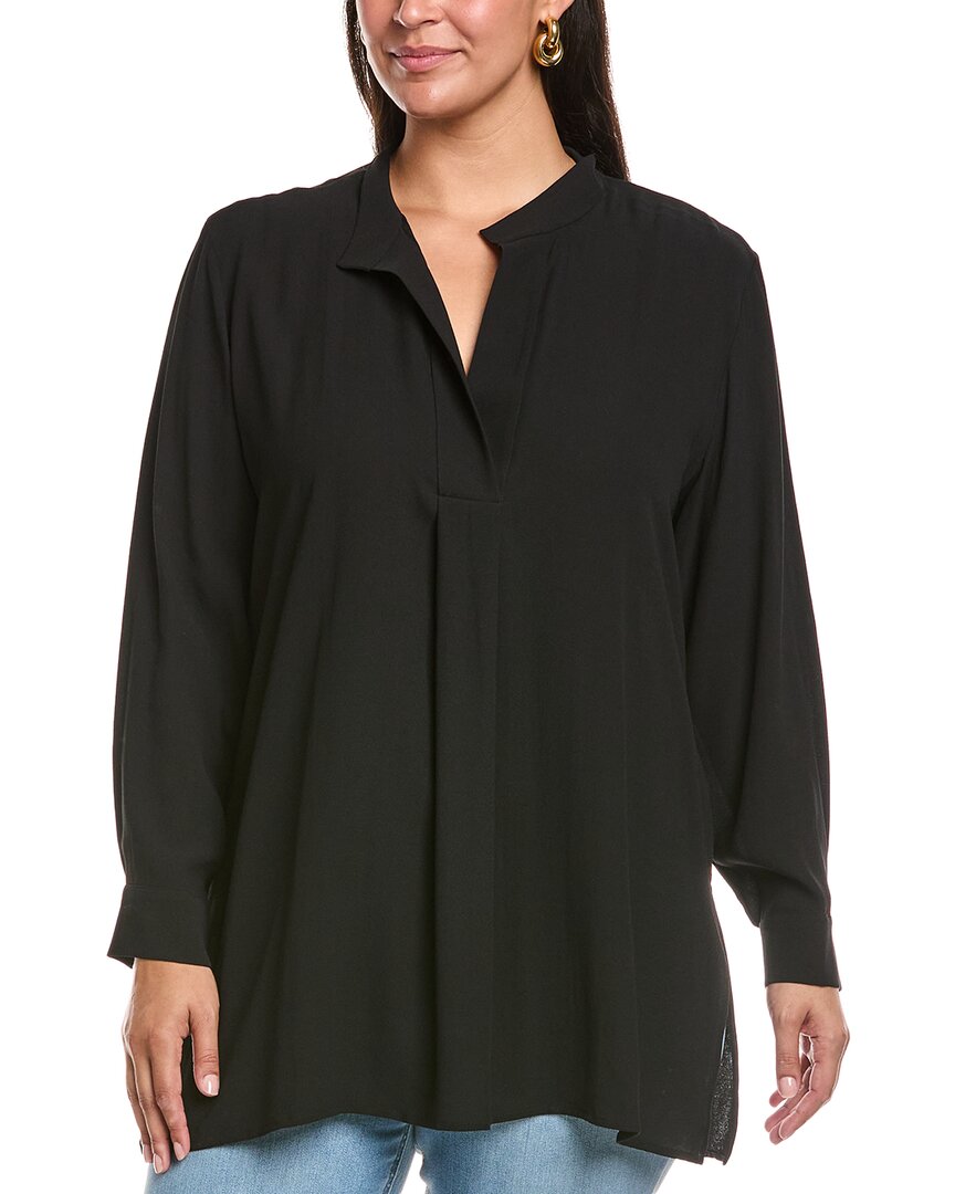 

Шелковая туника EILEEN FISHER Plus с воротником-стойкой, черный