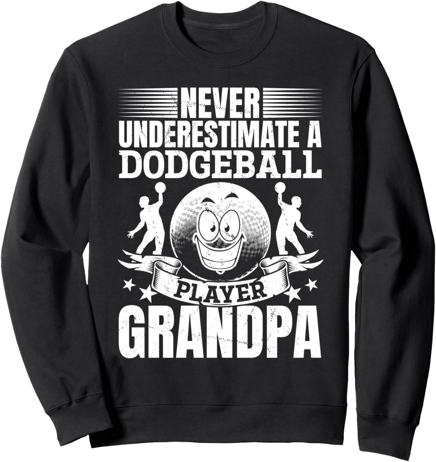 

Никогда не недооценивайте игрока в вышибалы. Толстовка с надписью «Дедушка играет в вышибалы» Grandpa Dodgeball Player, черный