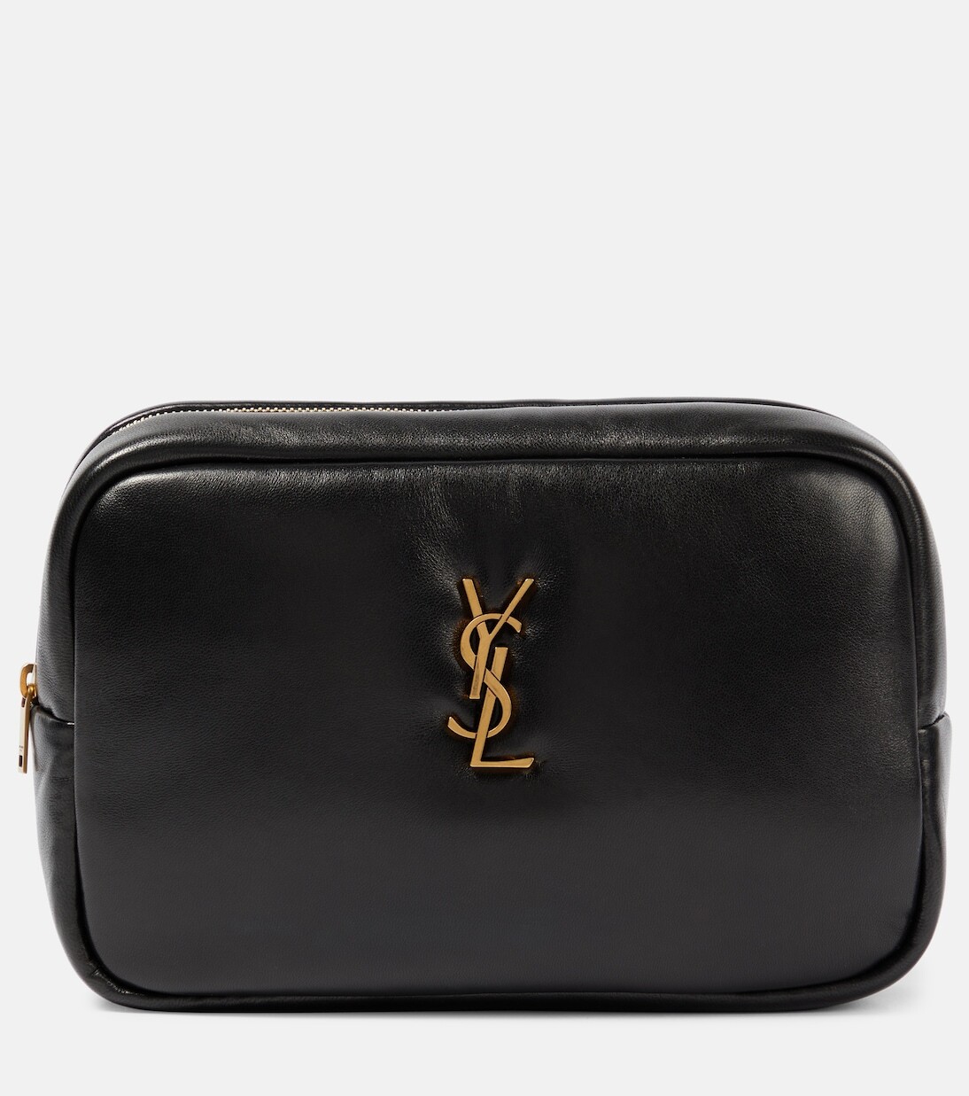 

Стеганая кожаная косметичка Saint Laurent, черный