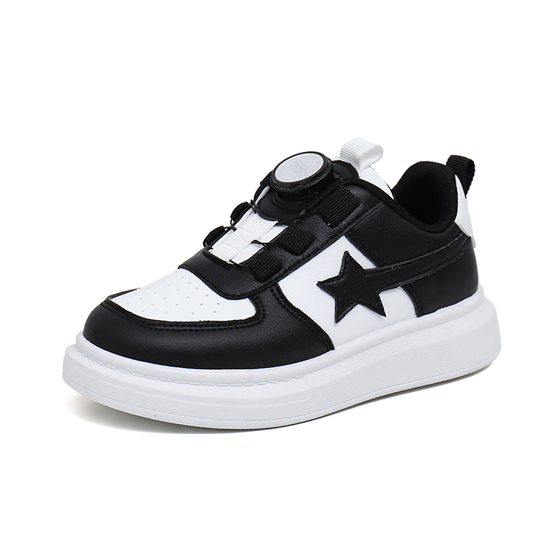 

Детские скейтборд-кроссовки PU Synthetic Leather Slip Resistant Abrasion Resistant Low top Babaya, черный белый