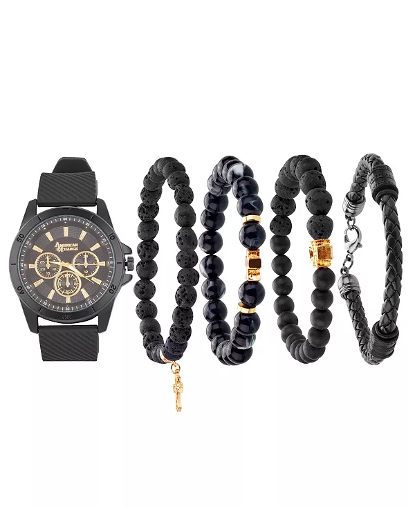 

Мужские кварцевые часы с матовым черным силиконовым ремешком, 47 мм American Exchange, black