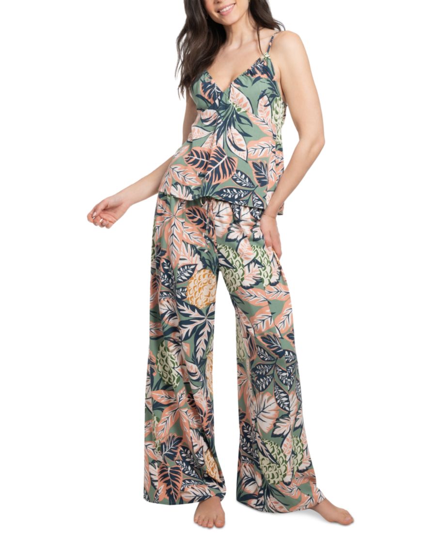 

Женский домашний комплект из топа и брюк с цветочным принтом Midnight Bakery, Green