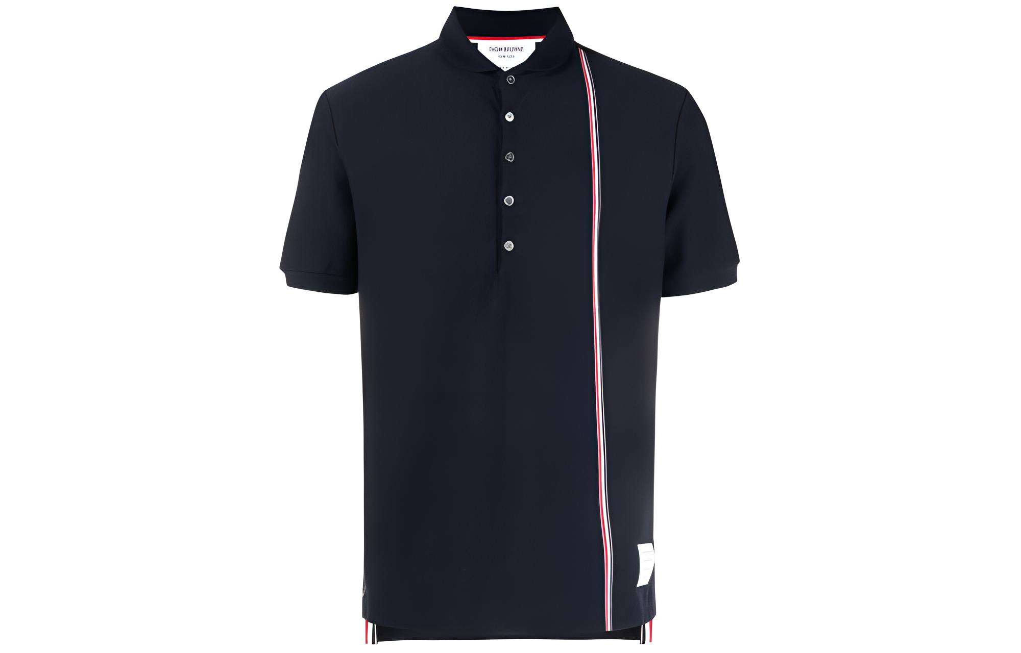 

Рубашка-поло из джерси с короткими рукавами THOM BROWNE, Marine Blue