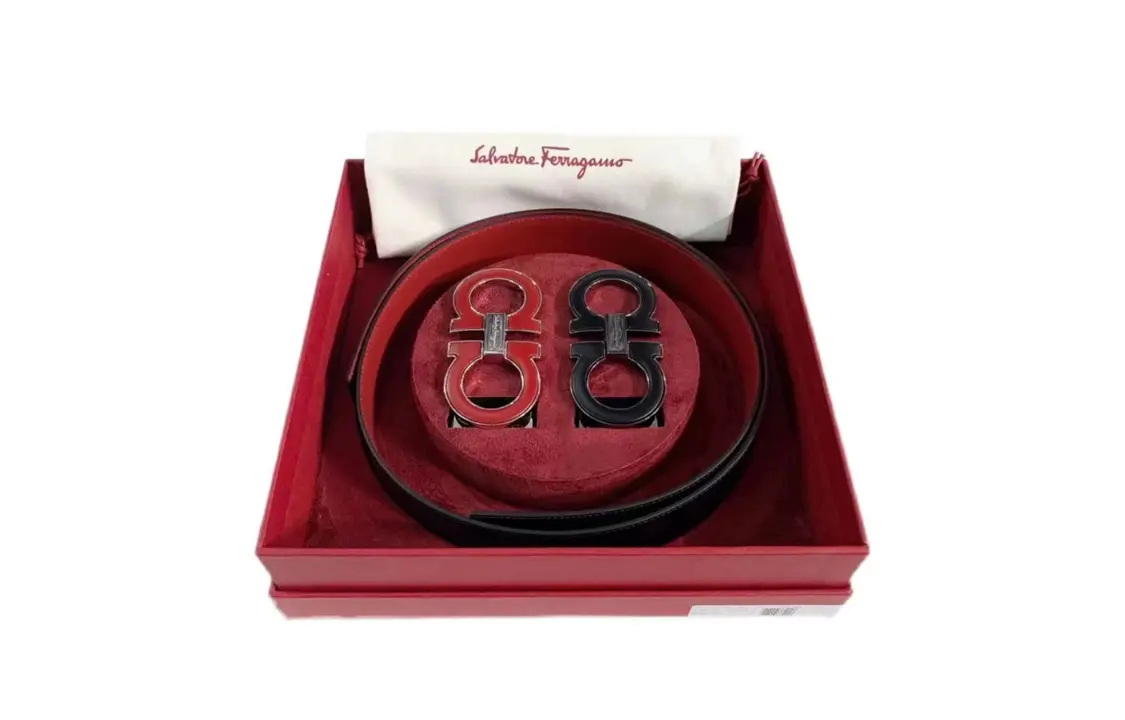 

Ferragamo Кожаный мужской ремень красно-черный, Red/Black