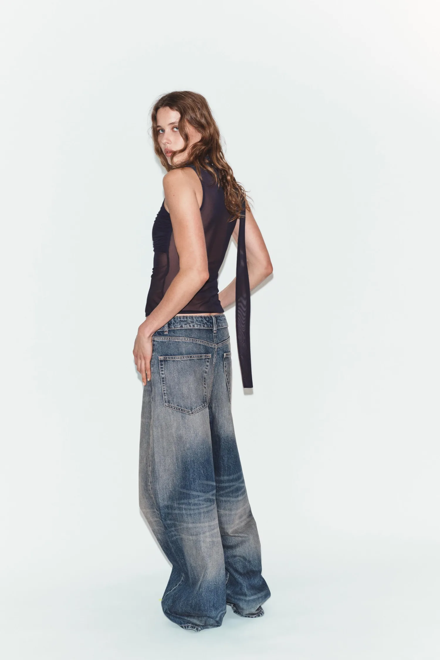 Тюлевый топ Zara, синий — фото 4