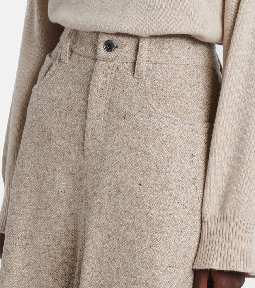 Юбка миди из шерсти и шелка Monili Brunello Cucinelli, Beige Freddo/Panama — фото 4