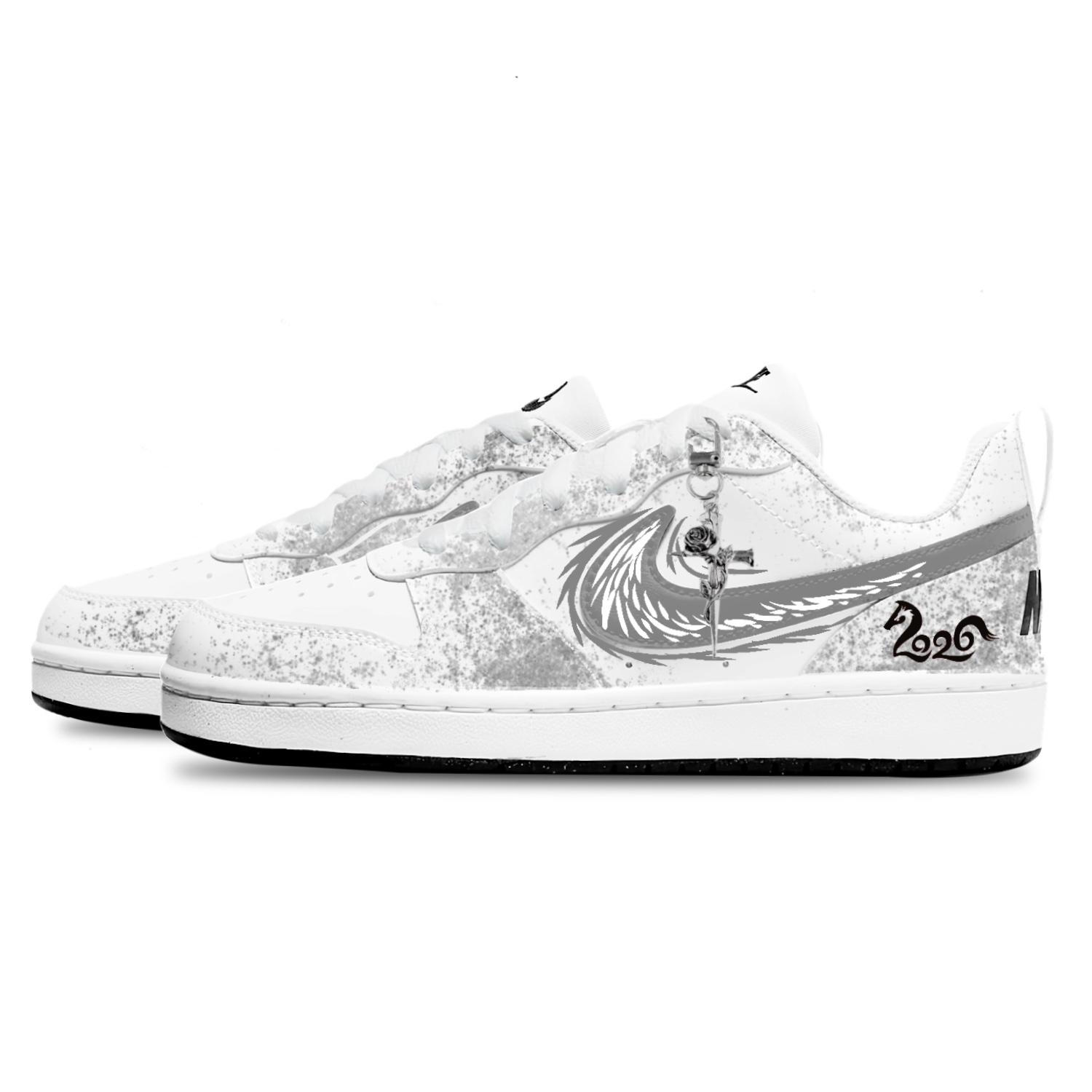 Court Borough устойчивые к истиранию дышащие низкие детские скейтборд-кроссовки Unisex Nike, белый — фото 4