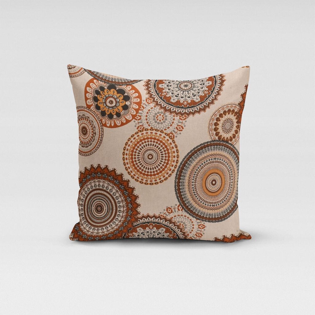

КРАСИВАЯ ЖИЗНЬ. Чехол на подушку с эффектом льна Geometric Mandala натуральный коричневый размер 80х80см (ВхШ) размер 80х80см (ВхШ) Schöner-Leben