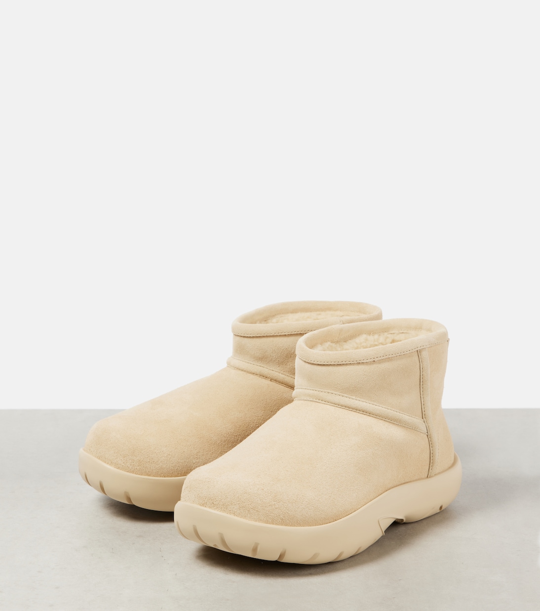 Мини-ботинки Snap на шнуровке с подкладкой из овчины Bottega Veneta, Porridge/Beige — фото 4
