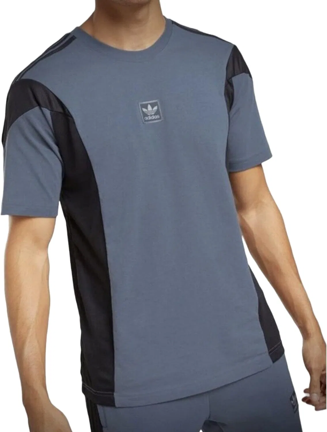 Футболка с логотипом Trefoil, adidas Originals, сине-серый
