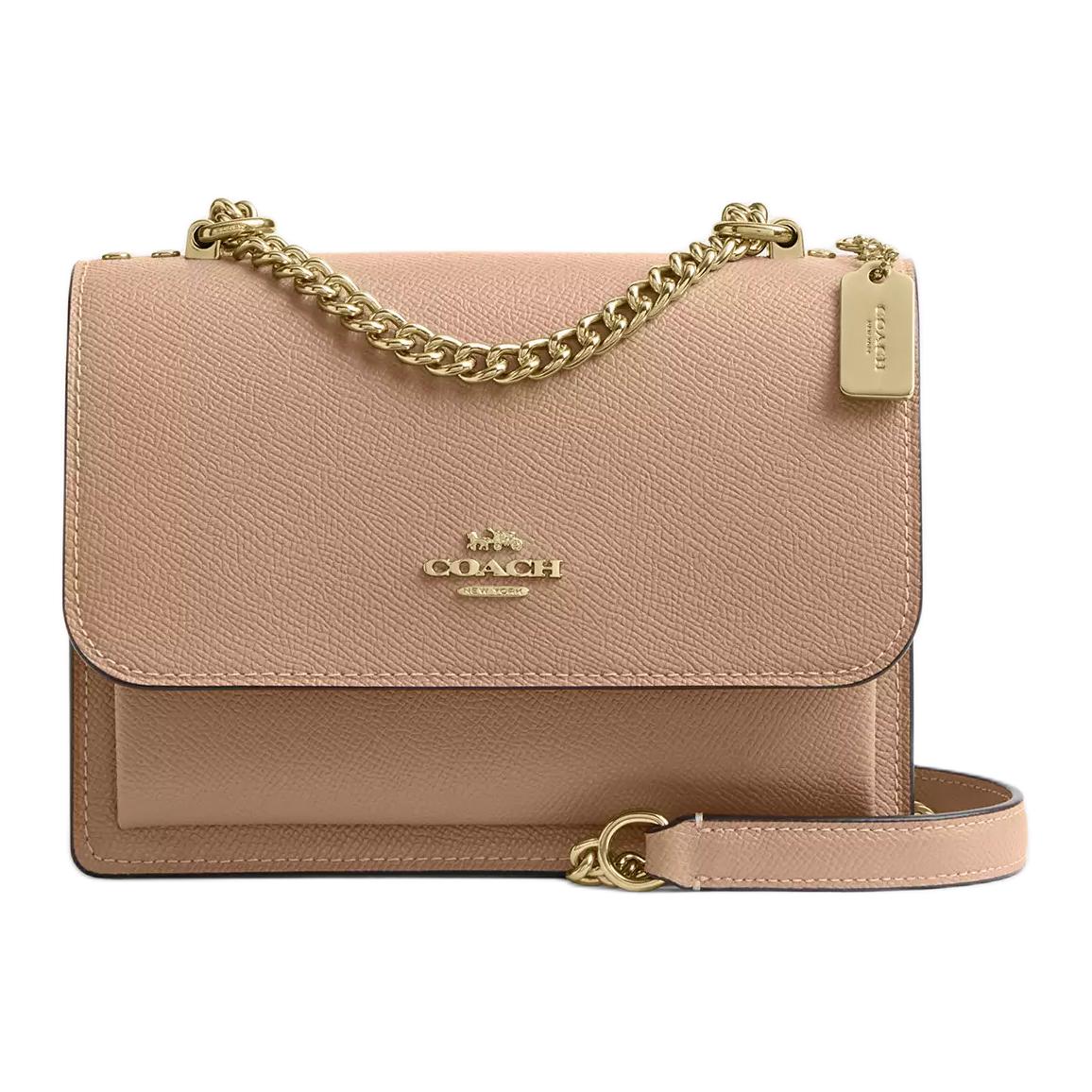 

COACH Кроссбод сумка из переработанной кожи с волокнистым слоем Мини женская сумка через плечо Бежевая