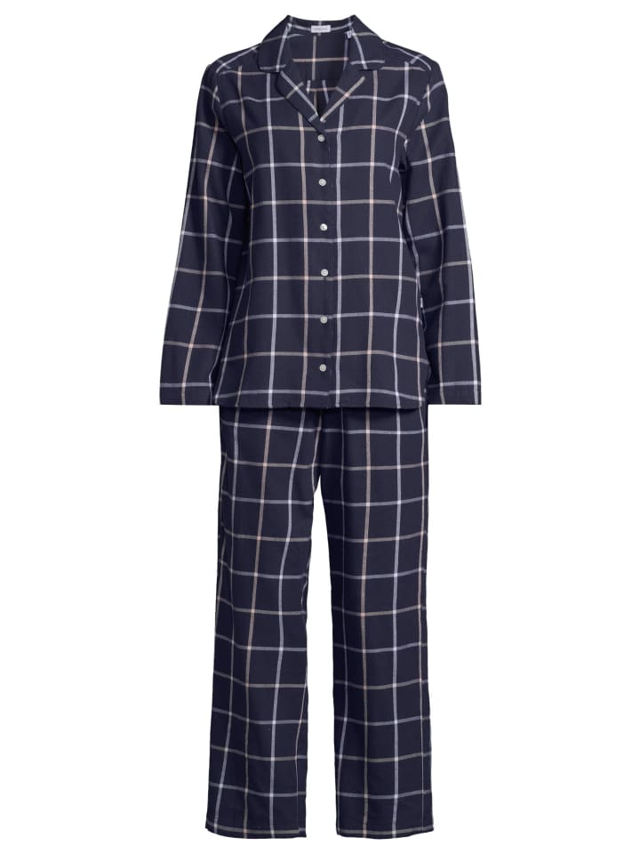 

Seidensticker Классическая фланелевая пижама темно-синего цвета