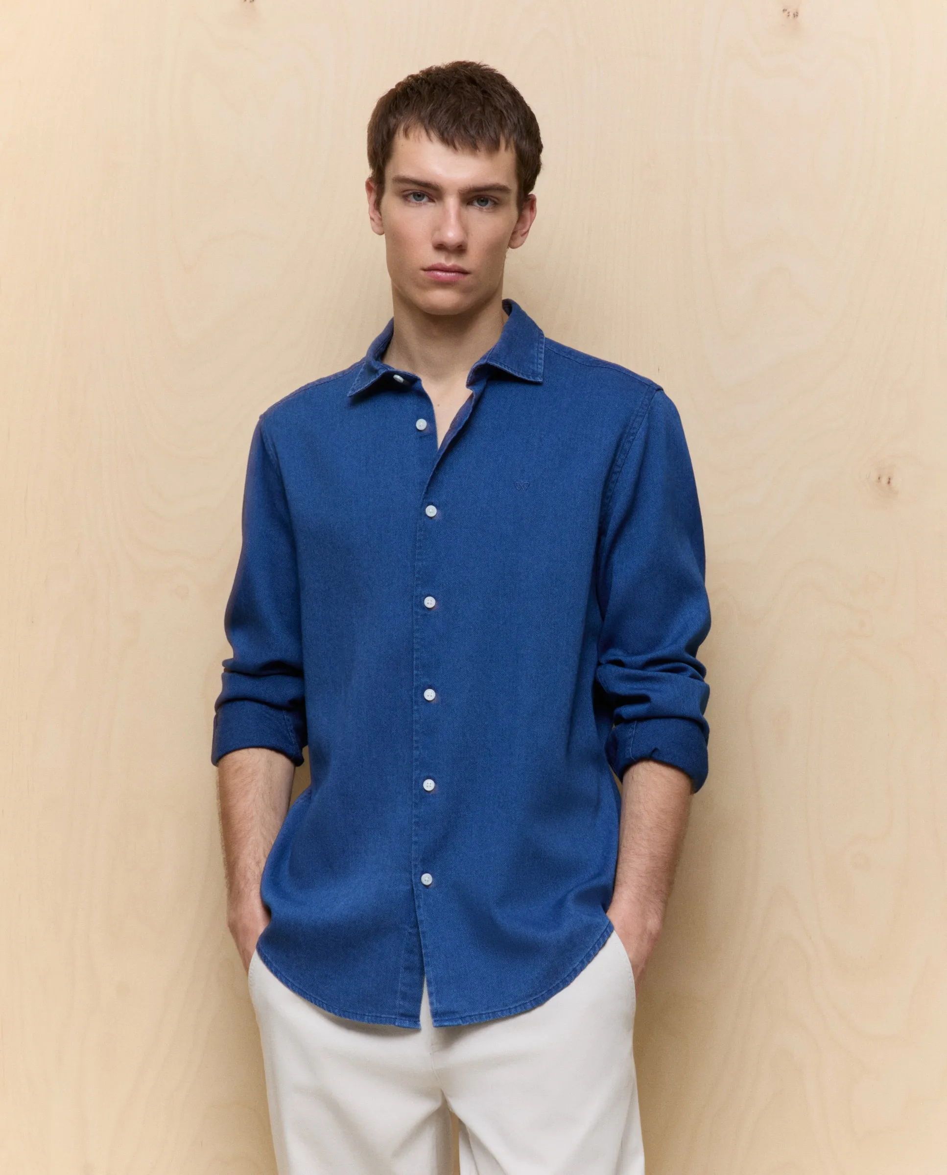 

Мужская рубашка с длинным рукавом окрашенная в готовом виде Easy Wear, бледно-голубой