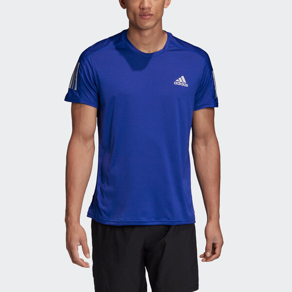 Футболка own the run tee training sports reflective stripe short sleeve blue Adidas, синий — фото 3