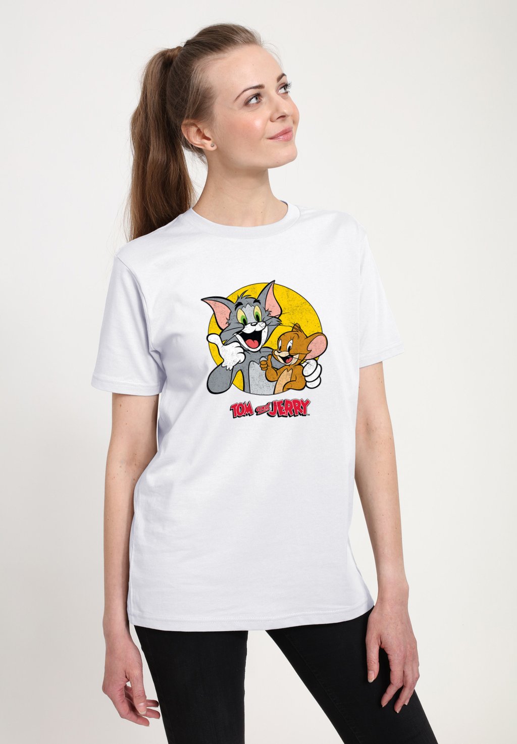 

Футболка с принтом TOM AND JERRY THUMBS UP Henry Tiger, белый