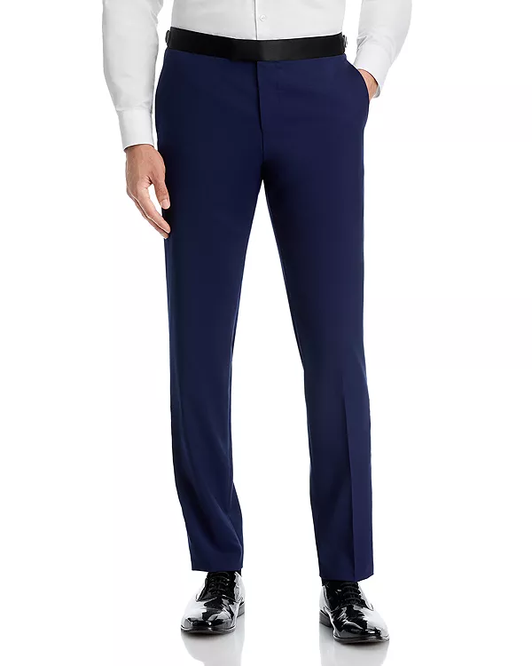 

Великолепные брюки-смокинг приталенного кроя Boss, синий