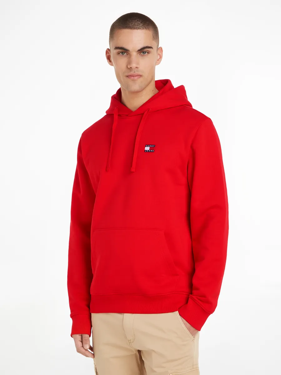 

Толстовка Tommy Jeans с капюшоном "TJM REG BADGE HOODIE EXT", со шнурком, малиновый