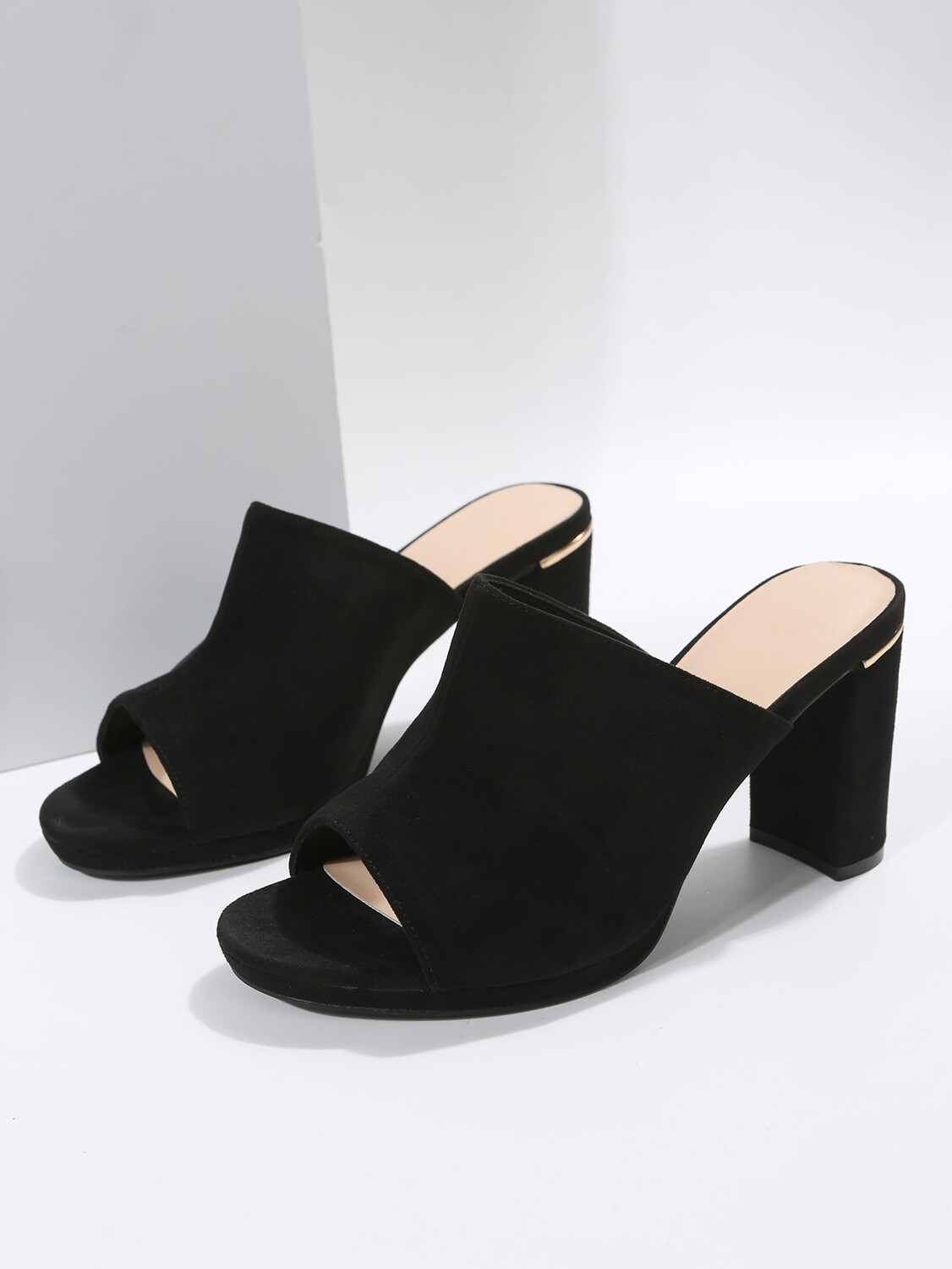 

Женские сандалии-мюли на одном ремешке и каблуке из искусственной замши на массивном каблуке, элегантный стиль для улицы, черный