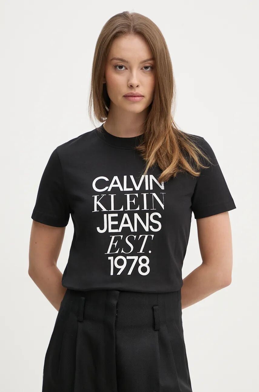 

Хлопковая футболка Calvin Klein Jeans, черный