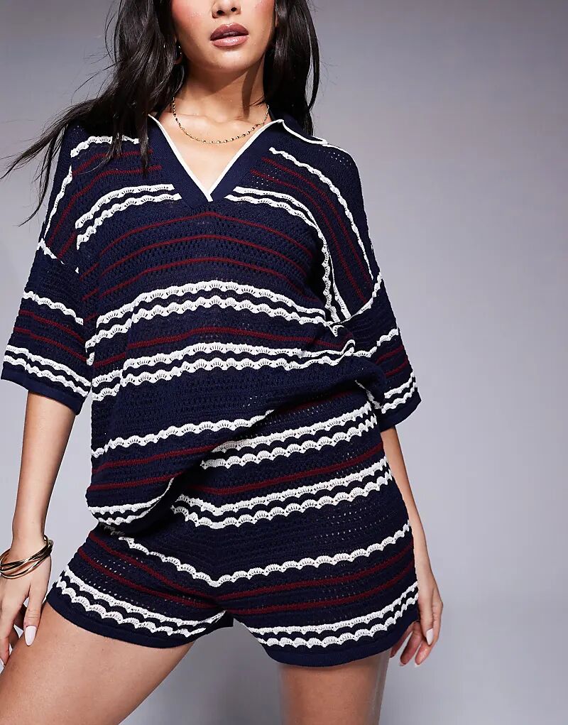 

Трикотажные пляжные шорты ASOS DESIGN в темно-синей и красной полоске