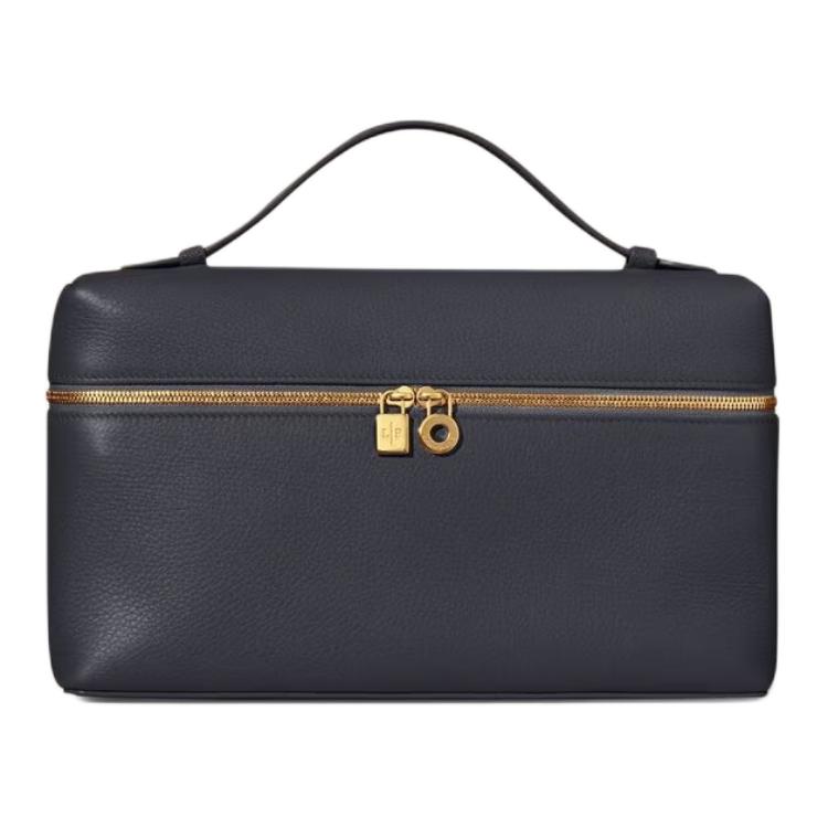 

Маленькая квадратная женская сумочка ExtraPocket из телячьей кожи с дополнительным карманом для макияжа, морской синий Loro Piana