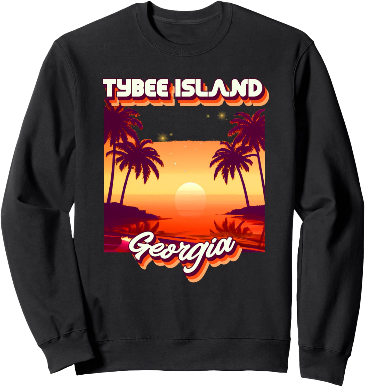 

Ретро-толстовка в стиле 80-х, остров Тайби, Джорджия, с изображением пальмы и серфинга Tybee Island Retro Beach Accessories, черный