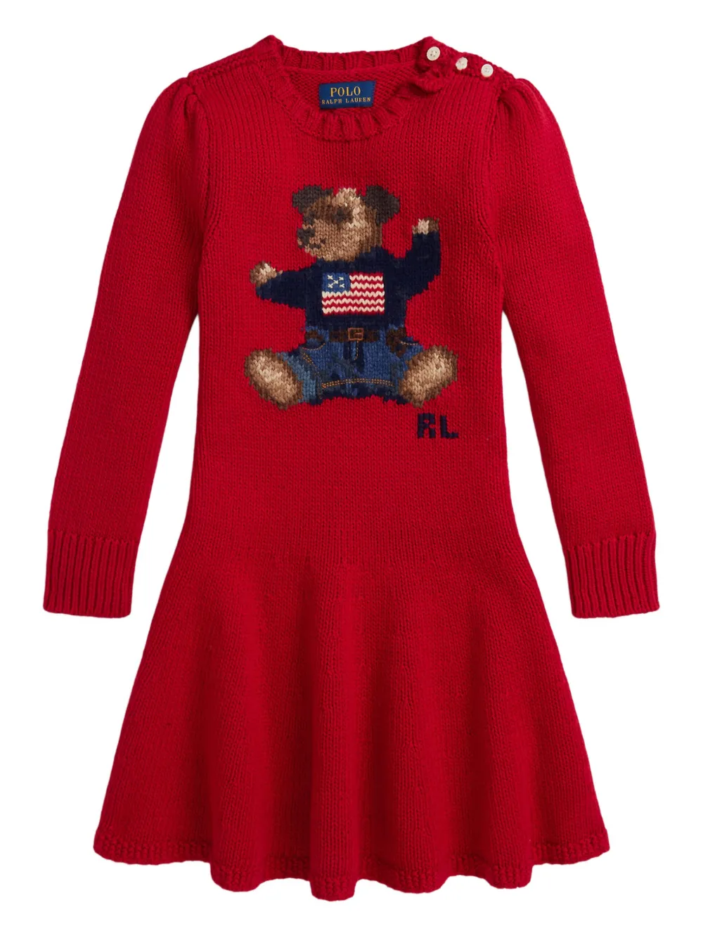 

Платье с длинными рукавами и принтом Polo Bear POLO RALPH LAUREN KIDS, красный