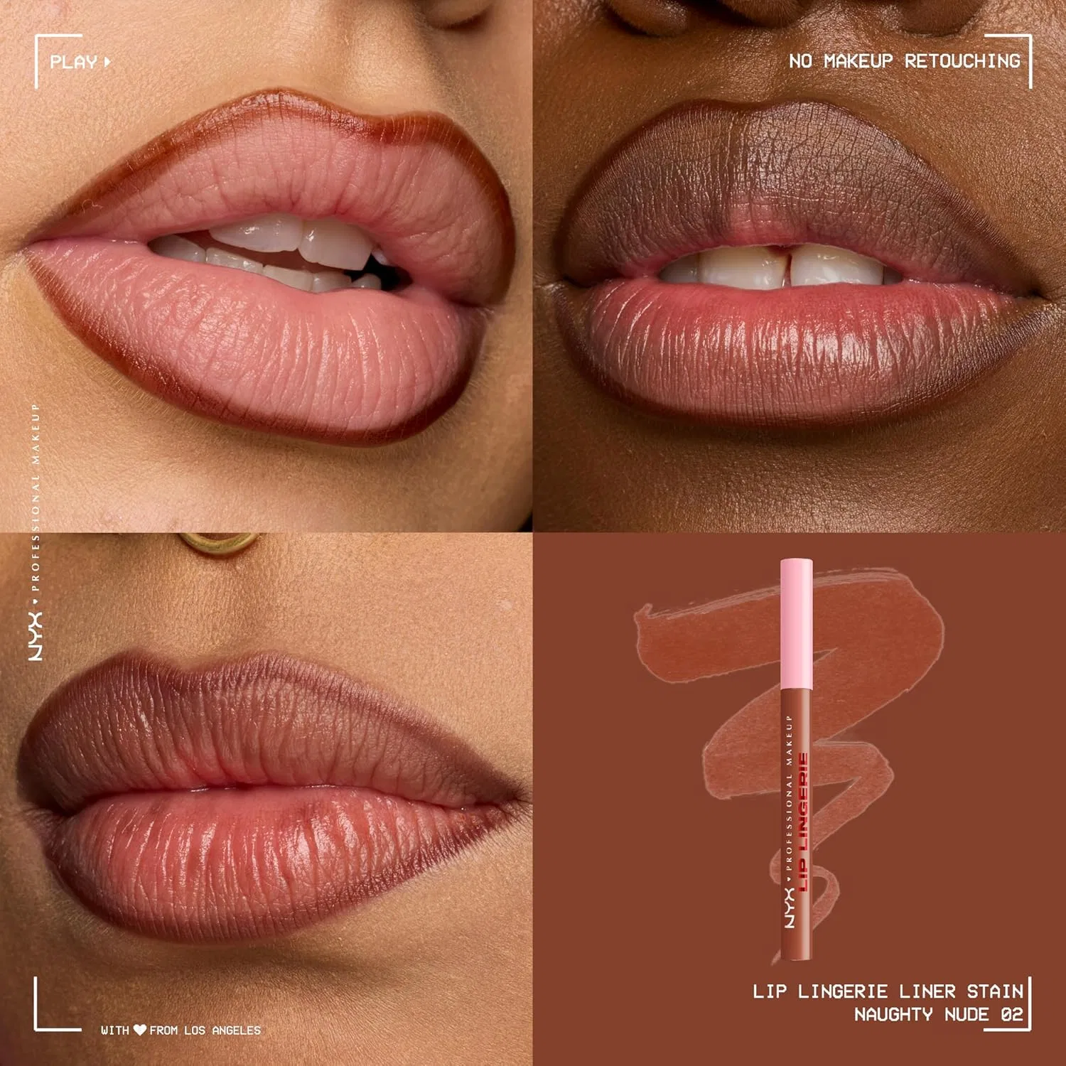Подводка для губ NYX Professional Makeup Lip Lingerie Liner Stain, оттенок Naughty Nude, 0.03 oz — фото 3